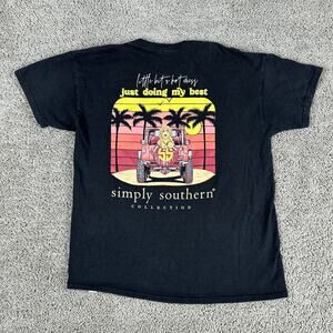 Simply Southern Shirt Girls Large Black Golden retriever Puppy Hot Mess Kids